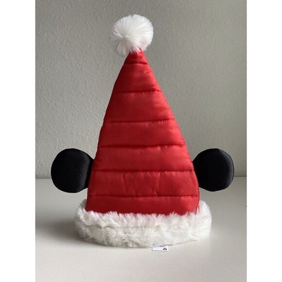 Disney Parks Christmas Holiday Mickey Mouse Quilted Santa Hat Ears Adult NEW - Picture 6 of 6